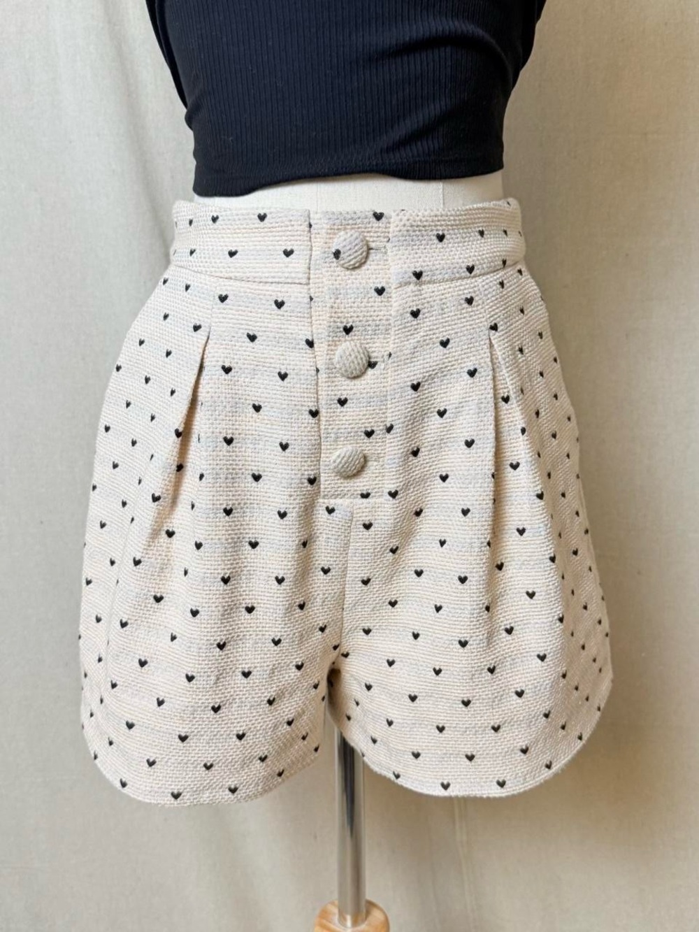 Privacy Please Heart Print Tweed Cropped Blazer Shorts Set XS/S - Picture 4 of 8